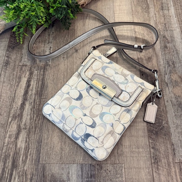 COACH Pewter/Silver & Multi Blues Crossbody Bag with Sequin Detailing - Picture 1 of 12